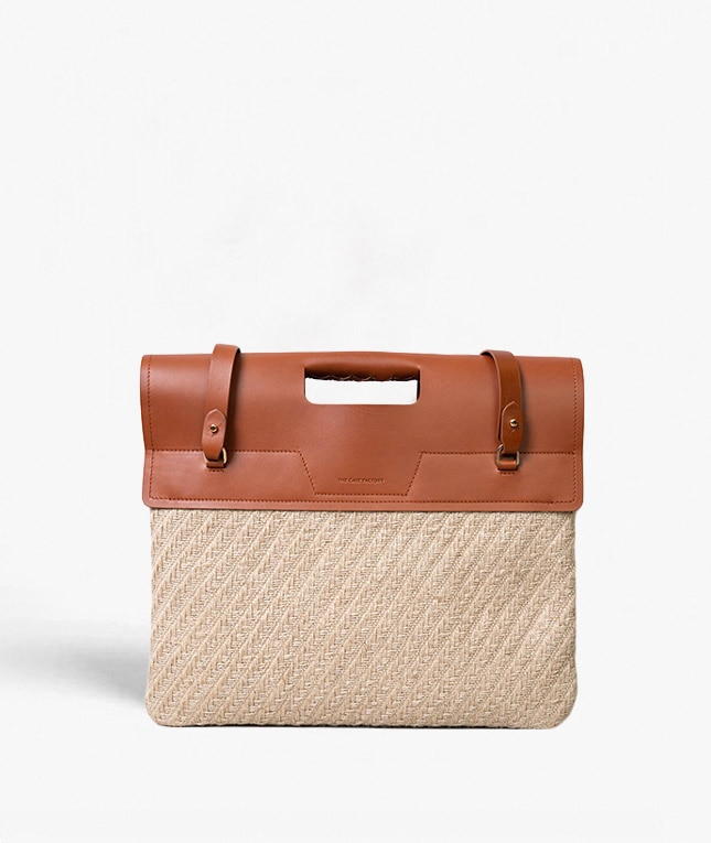 Trend  Bag Jute Leather Vegetable Tanned Braun