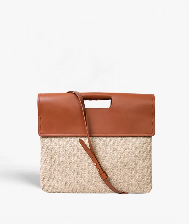 Trend  Bag Jute Leather Vegetable Tanned Braun