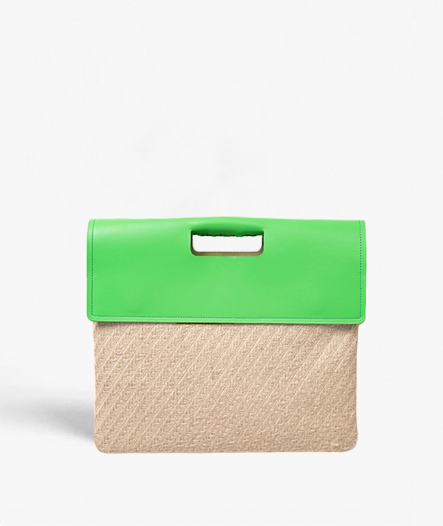 Trend  Bag Jute Leather Vegetable Tanned Vibrant Green