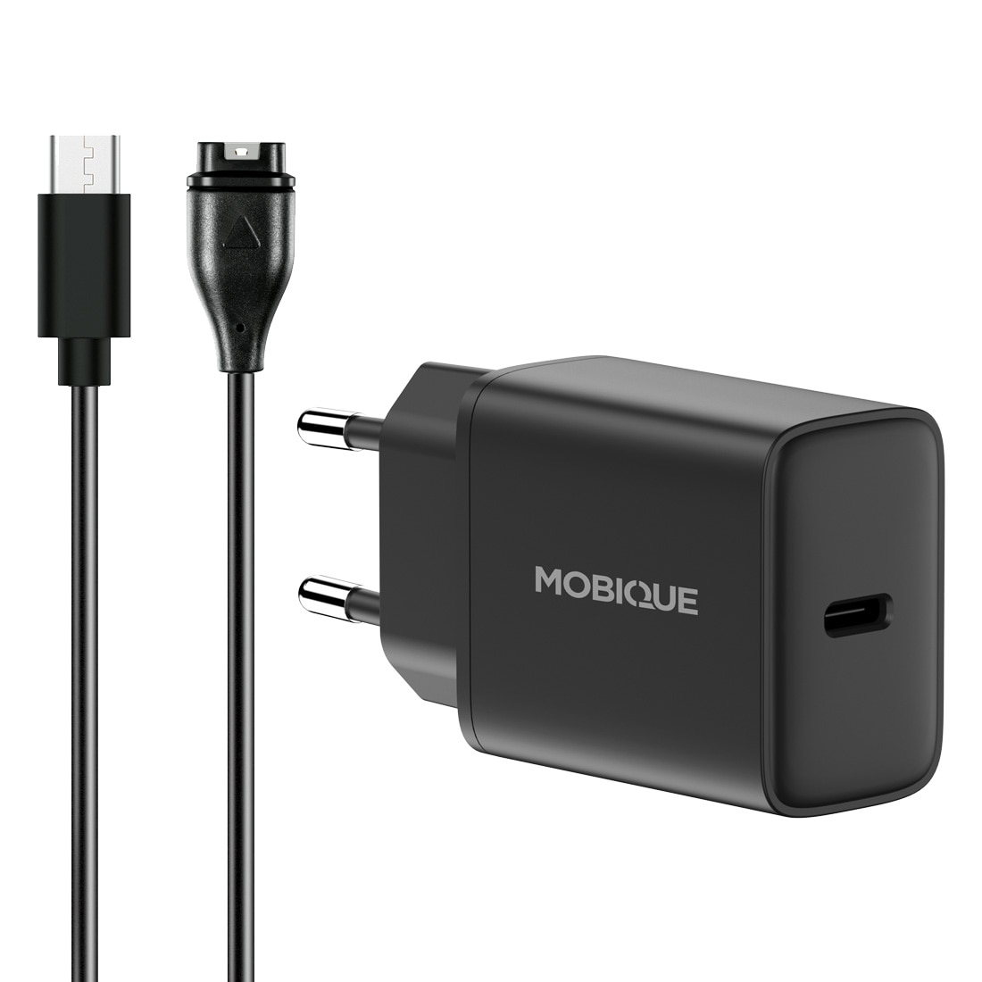 Komplettes Ladegerät Garmin Venu 3s Kabel und Wandladegerät 20W Schwarz