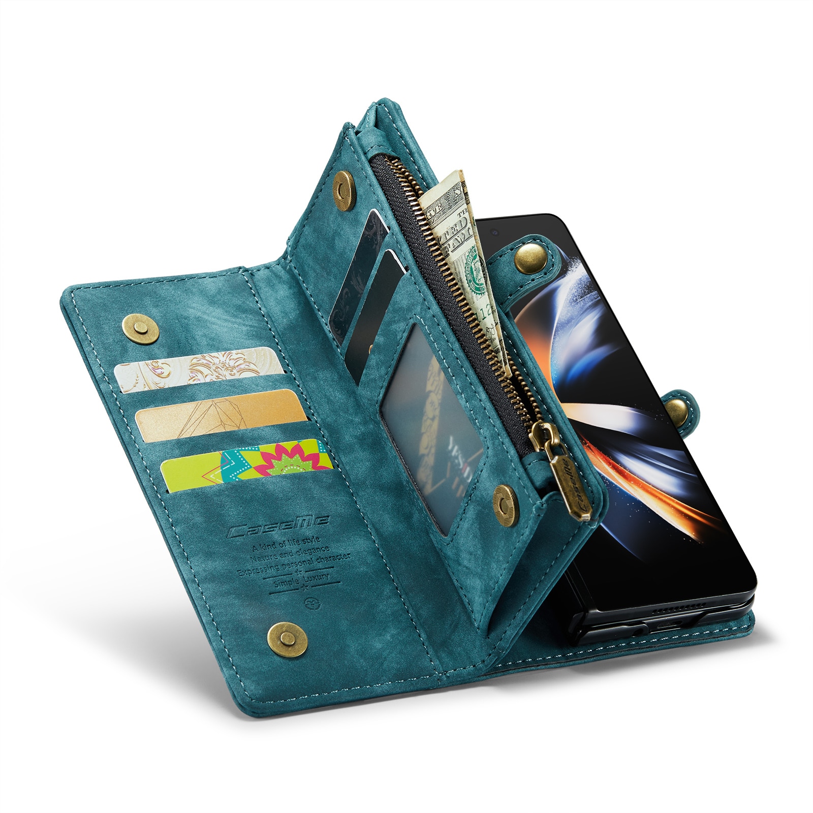 Multi-slot Portemonnaie-Hülle Samsung Galaxy Z Fold 4 Blau