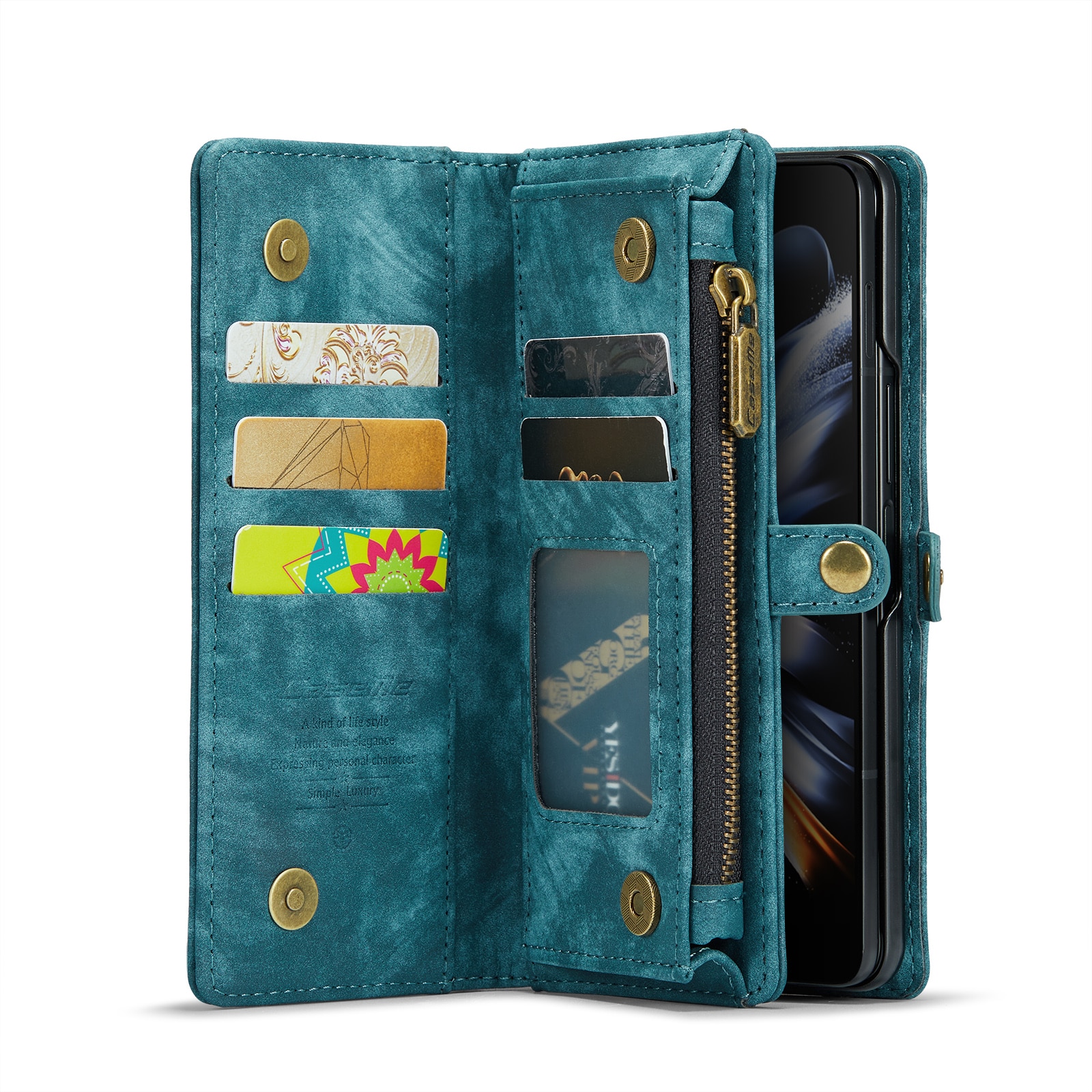 Multi-slot Portemonnaie-Hülle Samsung Galaxy Z Fold 4 Blau