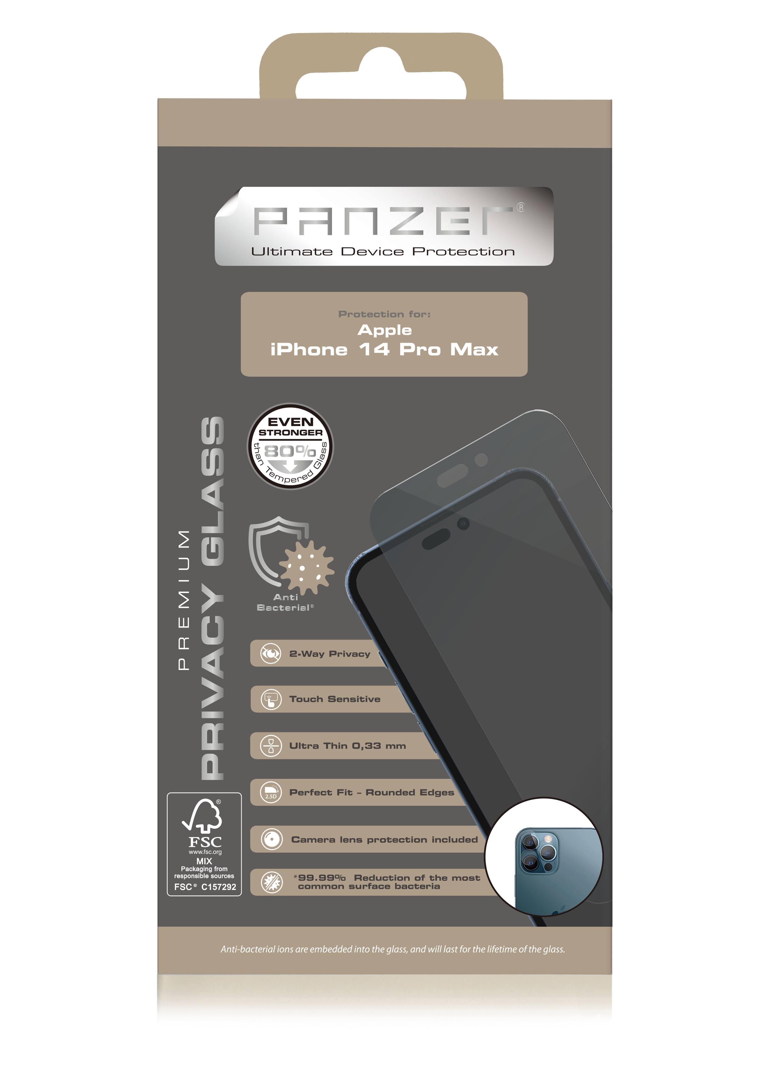 Full-Fit Privacy Glass iPhone 14 Pro Max Schwarz