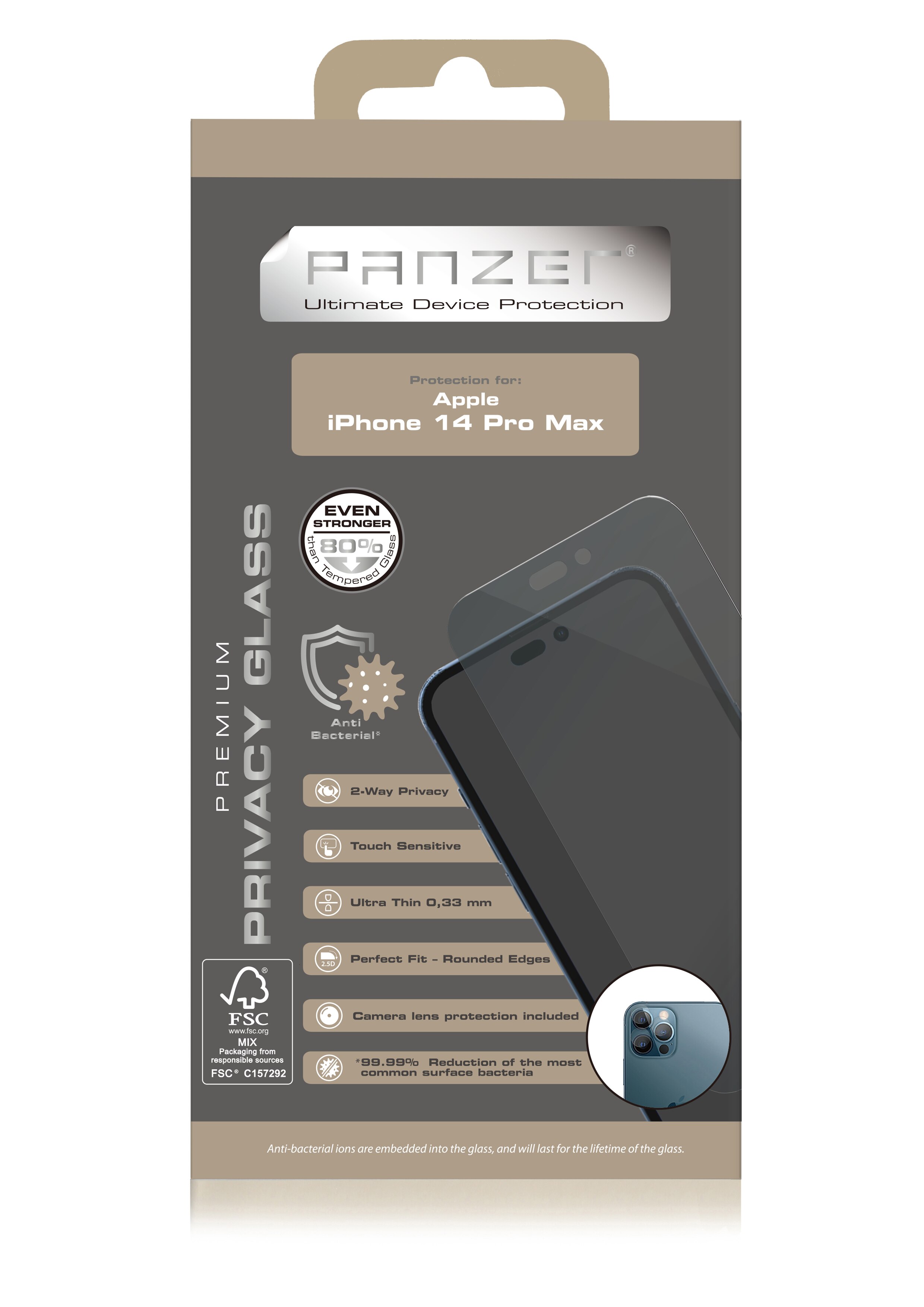 Full-Fit Privacy Glass iPhone 14 Pro Max Schwarz