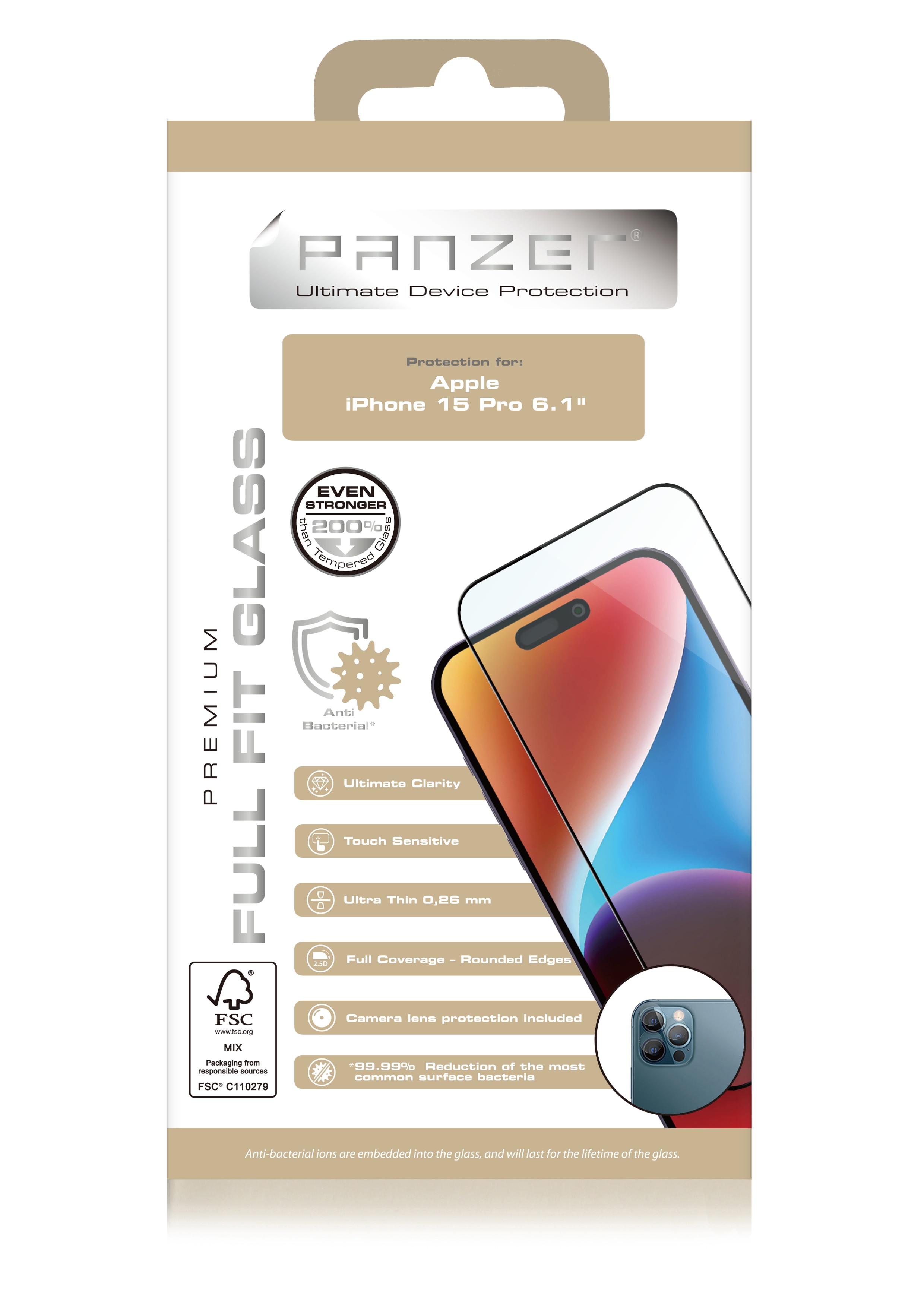 Full-Fit Glass iPhone 15 Pro Schwarz
