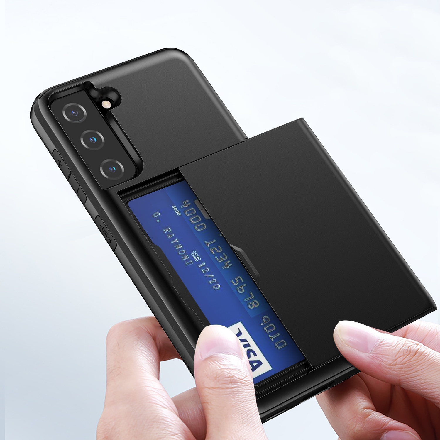Samsung Galaxy S21 FE Handyhülle mit Kartenhalter Schwarz