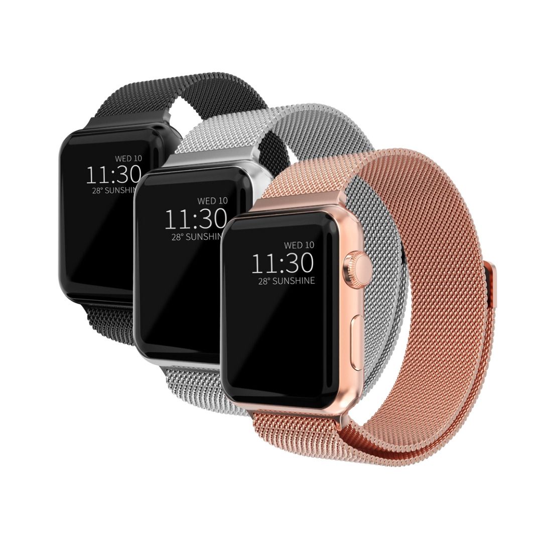 Apple Watch 45mm Series 7-Milanaise-Armband Kit, schwarz, silber, roségold