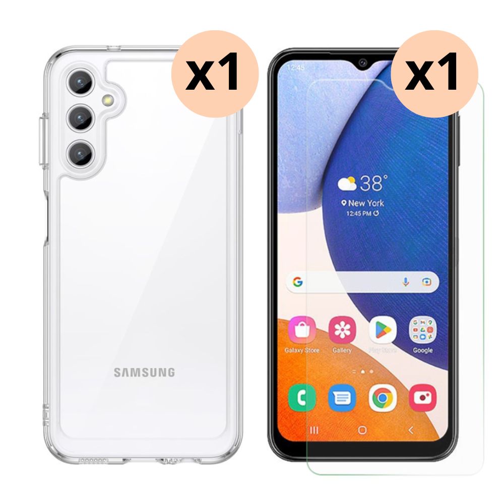 Samsung Galaxy A14 Kit mit Hülle und Displayschutz-Panzerglas