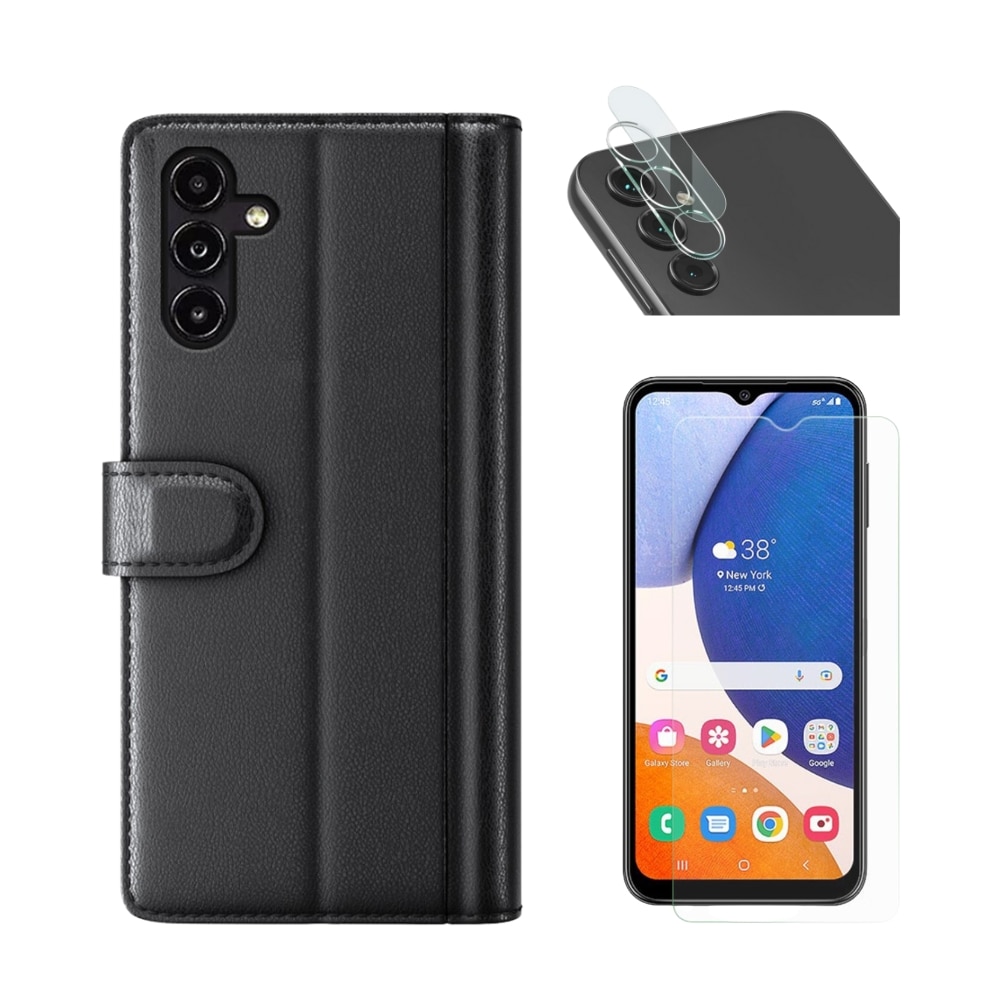 Samsung Galaxy A14 Kit mit Handytasche, Displayschutz-Panzerglas und Panzerglas für Kamera