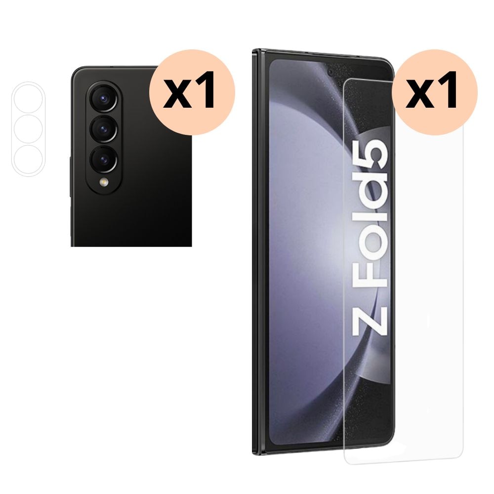 Samsung Galaxy Z Fold 5 Kameraschutz und Displayschutz für Vorderbildschirm aus Panzerglas