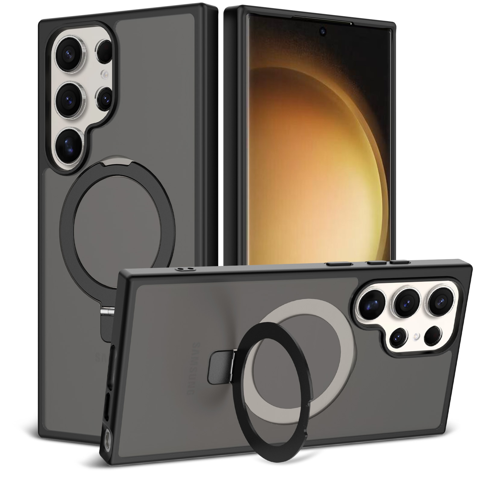 Samsung Galaxy S23 Ultra Hybrid-Hülle Magnetic Ring Schwarz