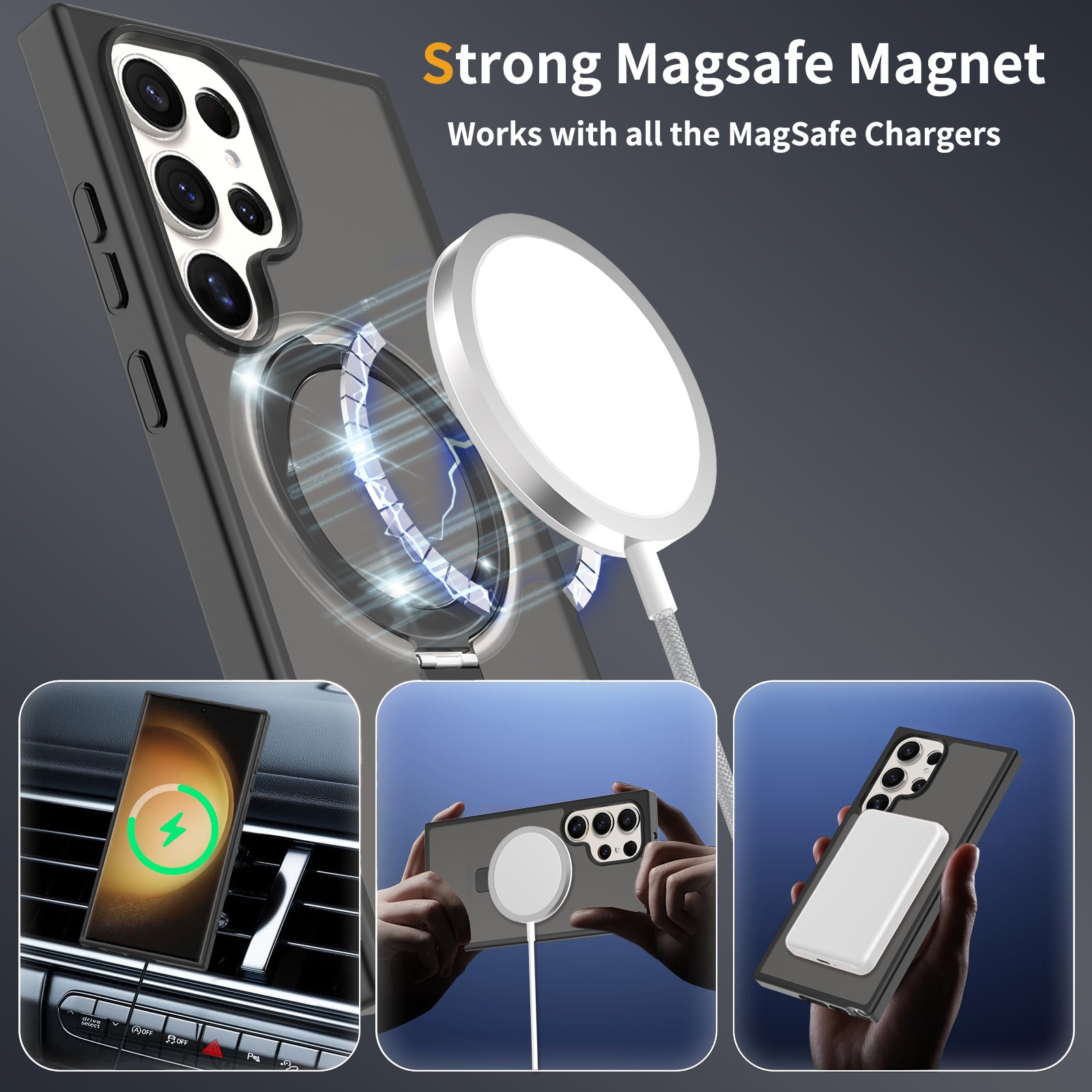 Samsung Galaxy S23 Ultra Hybrid-Hülle Magnetic Ring Schwarz