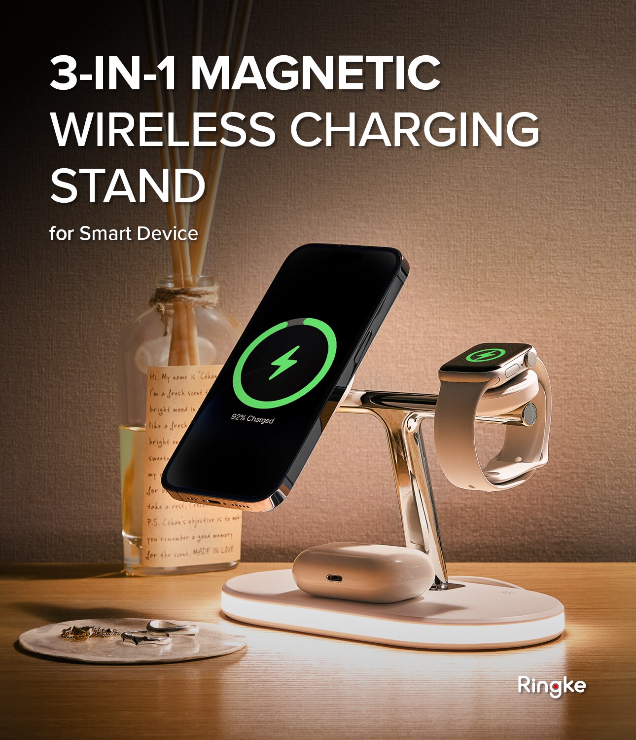 3-in-1 Wireless Charger Stand weiß