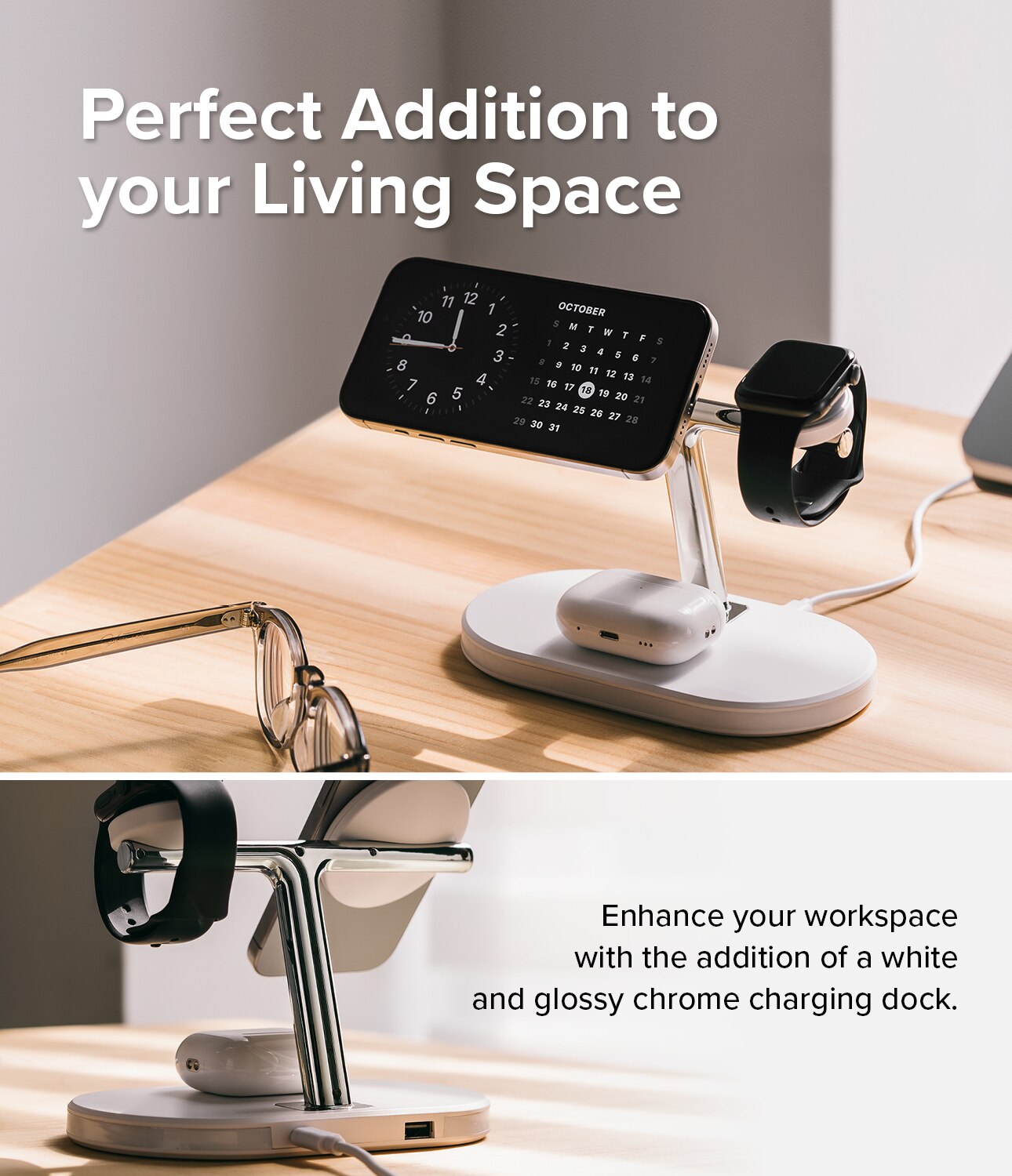 3-in-1 Wireless Charger Stand weiß