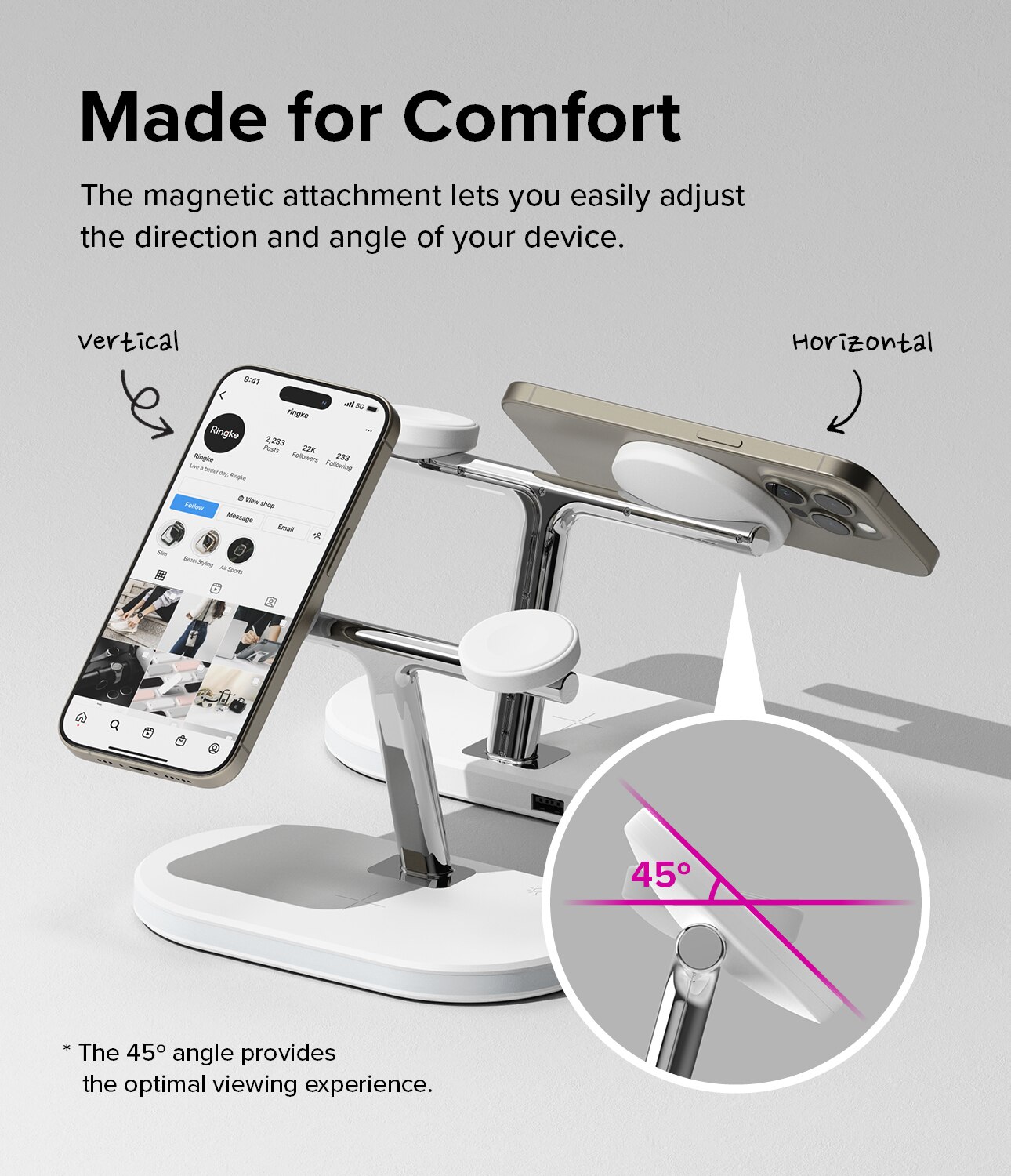 3-in-1 Wireless Charger Stand weiß
