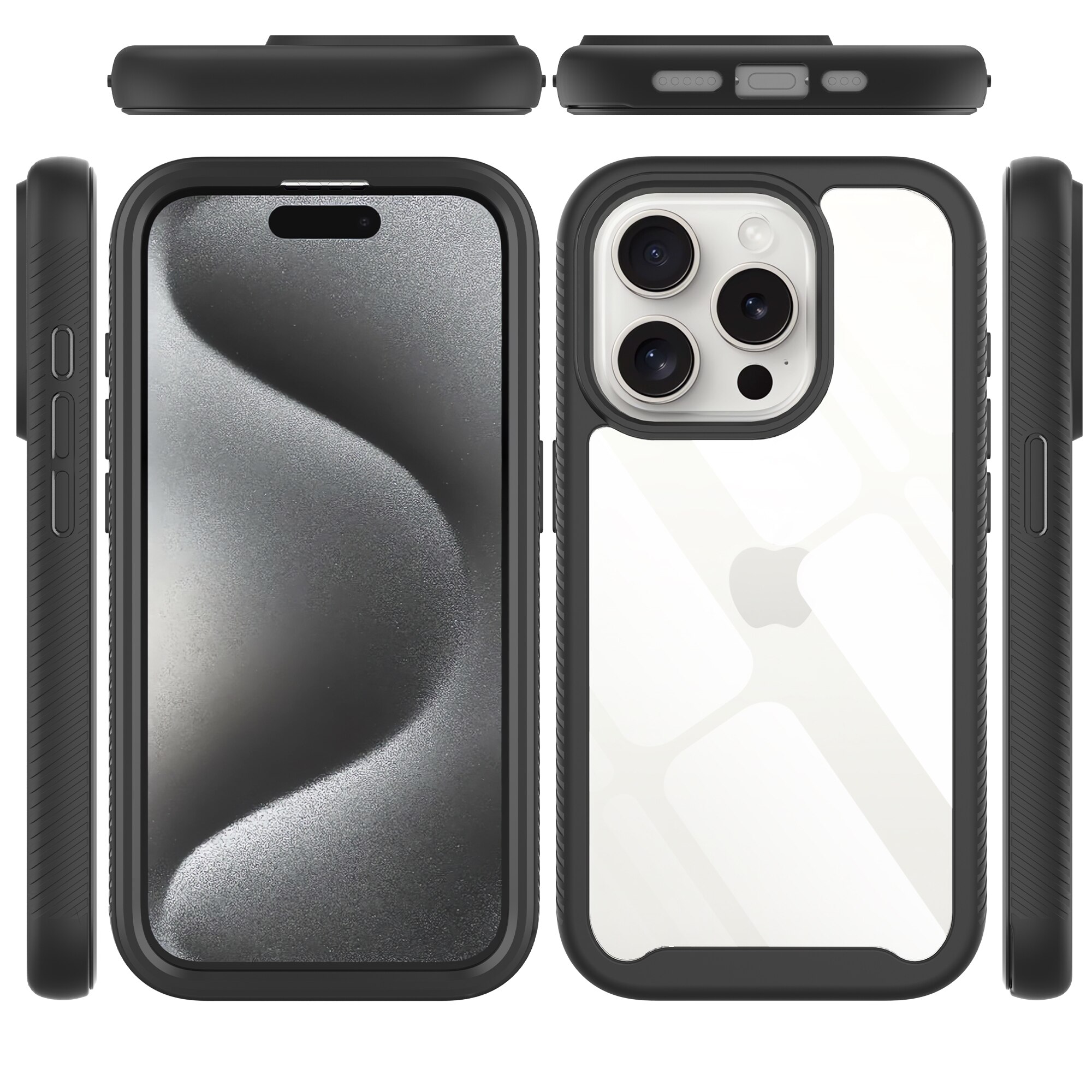 iPhone 15 Pro Max Full Protection Case Schwarz