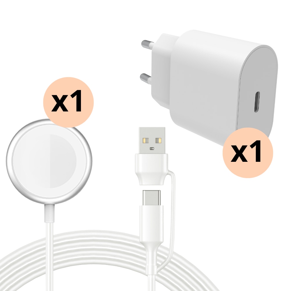 Komplettes Apple Watch-Ladegerät - 1m-Kabel und Wandladegerät - Smartline