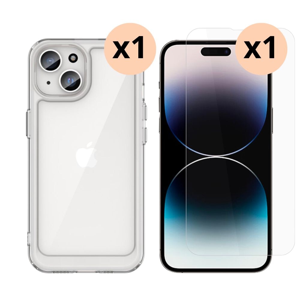 iPhone 15 Kit mit Hülle und Displayschutz-Panzerglas