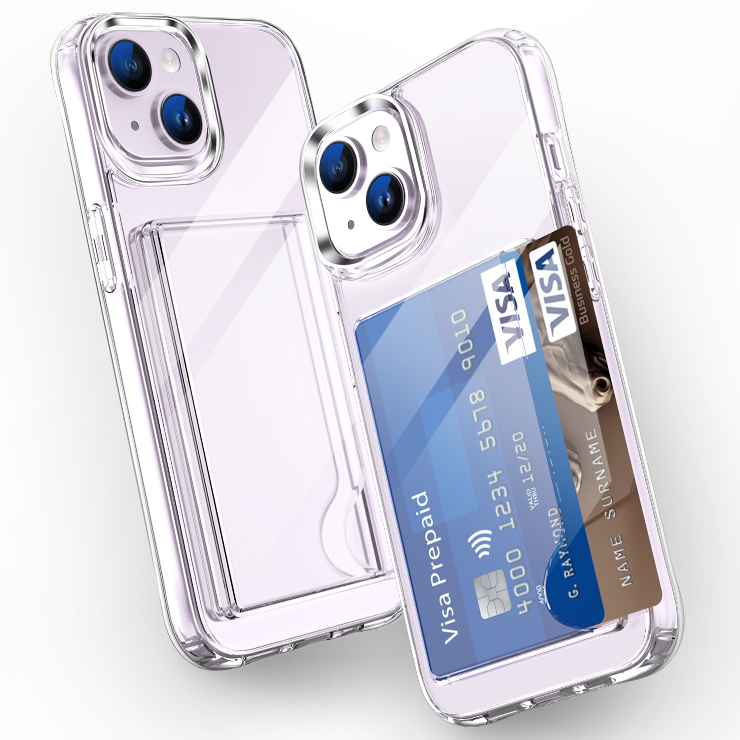 Hybrid-Hülle mit Kartenhalter iPhone 15 transparent