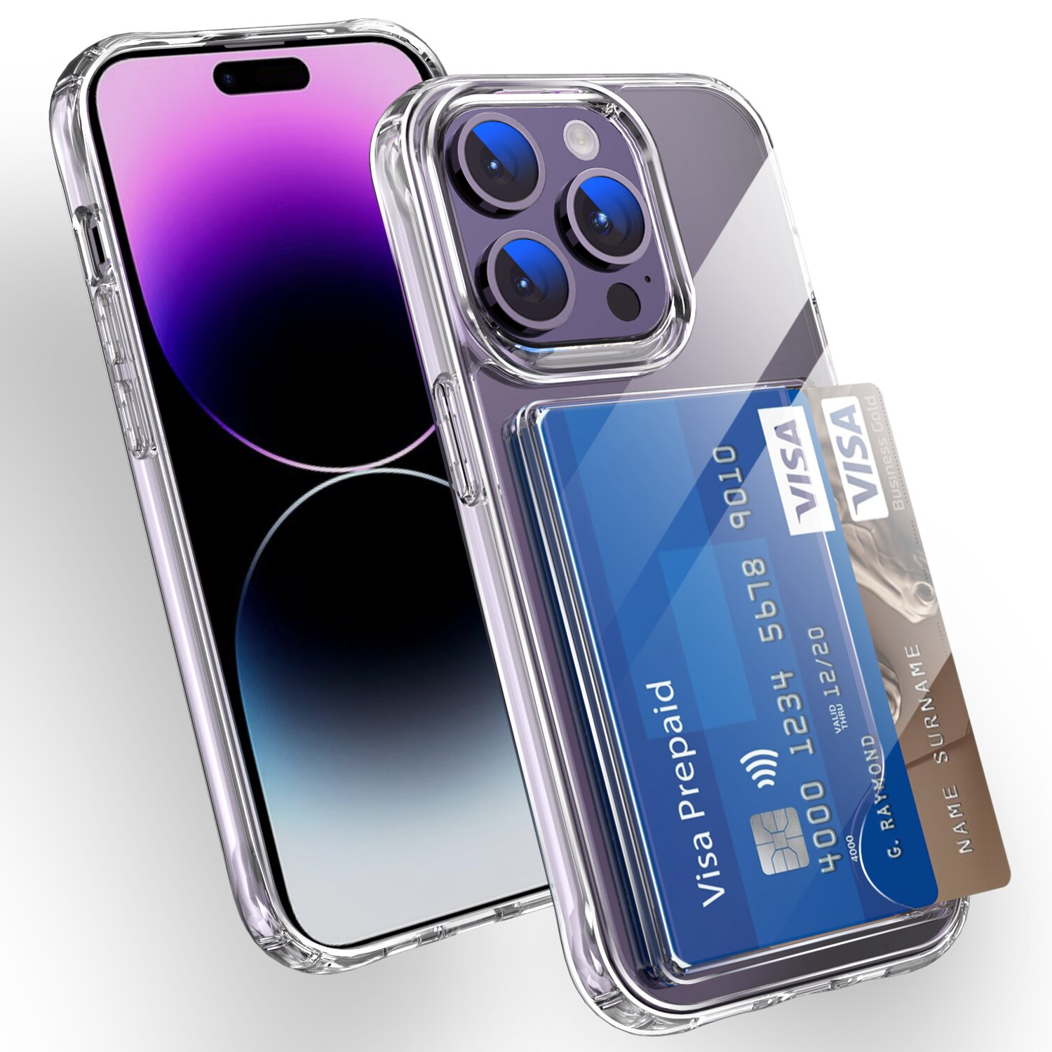 Hybrid-Hülle mit Kartenhalter iPhone 15 Pro Transparent