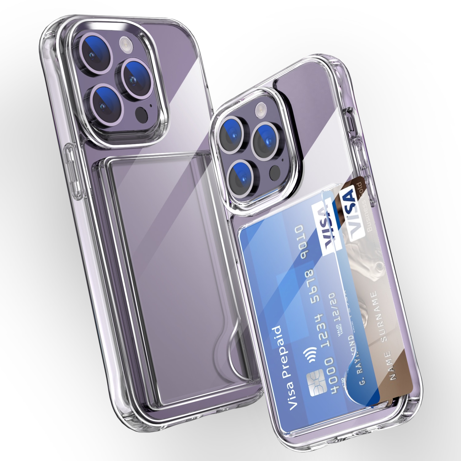 Hybrid-Hülle mit Kartenhalter iPhone 15 Pro transparent