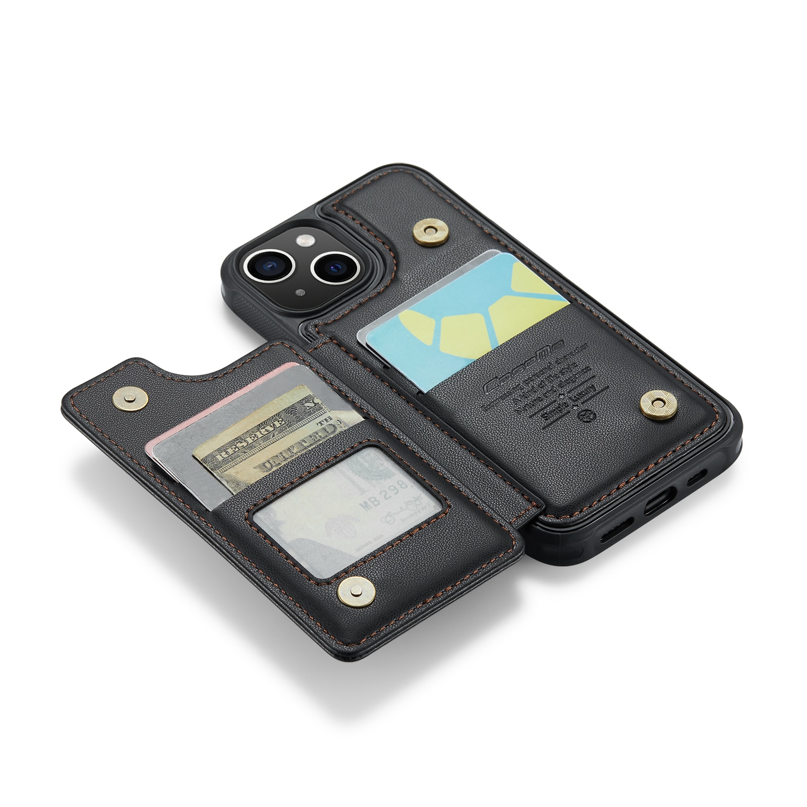 RFID-geschützte Portemonnaie-Hülle iPhone 15 schwarz