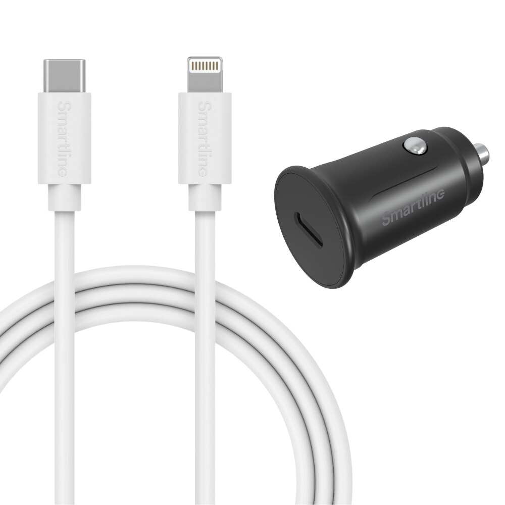 Zwei-in-eins Auto-Ladegerät für iPhone 11 Pro Max - 1m-Kabel und Ladegerät Lightning - Smartline