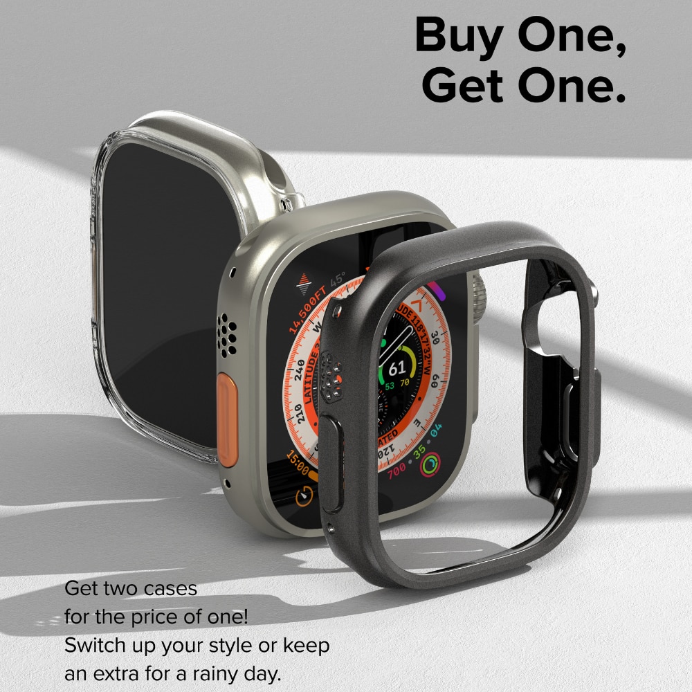 Slim Case (2 Stück) Apple Watch Ultra 2 49mm Titanium Black & Clear