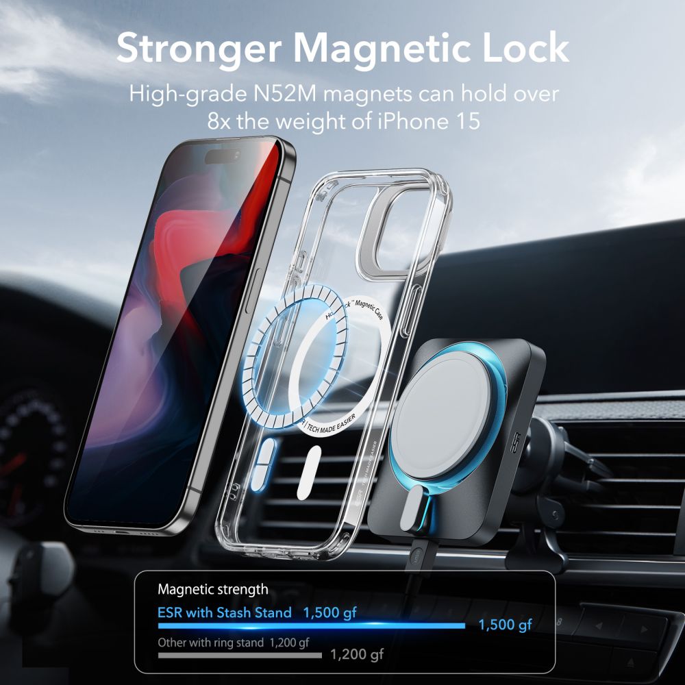 ESR Classic Kickstand HaloLock MagSafe iPhone 15 Pro Max Clear