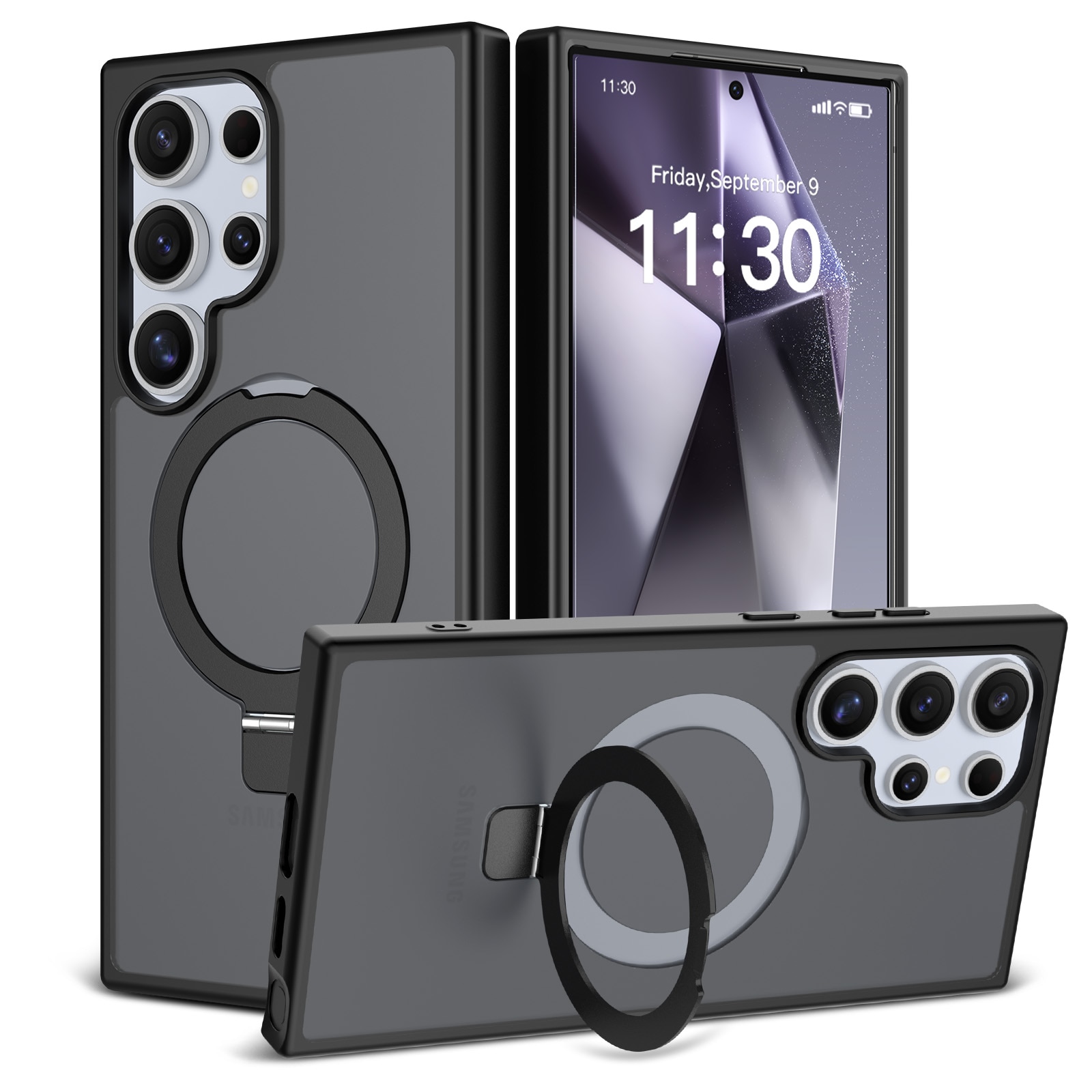 Samsung Galaxy S24 Ultra Hybrid-Hülle Magnetic Ring Schwarz