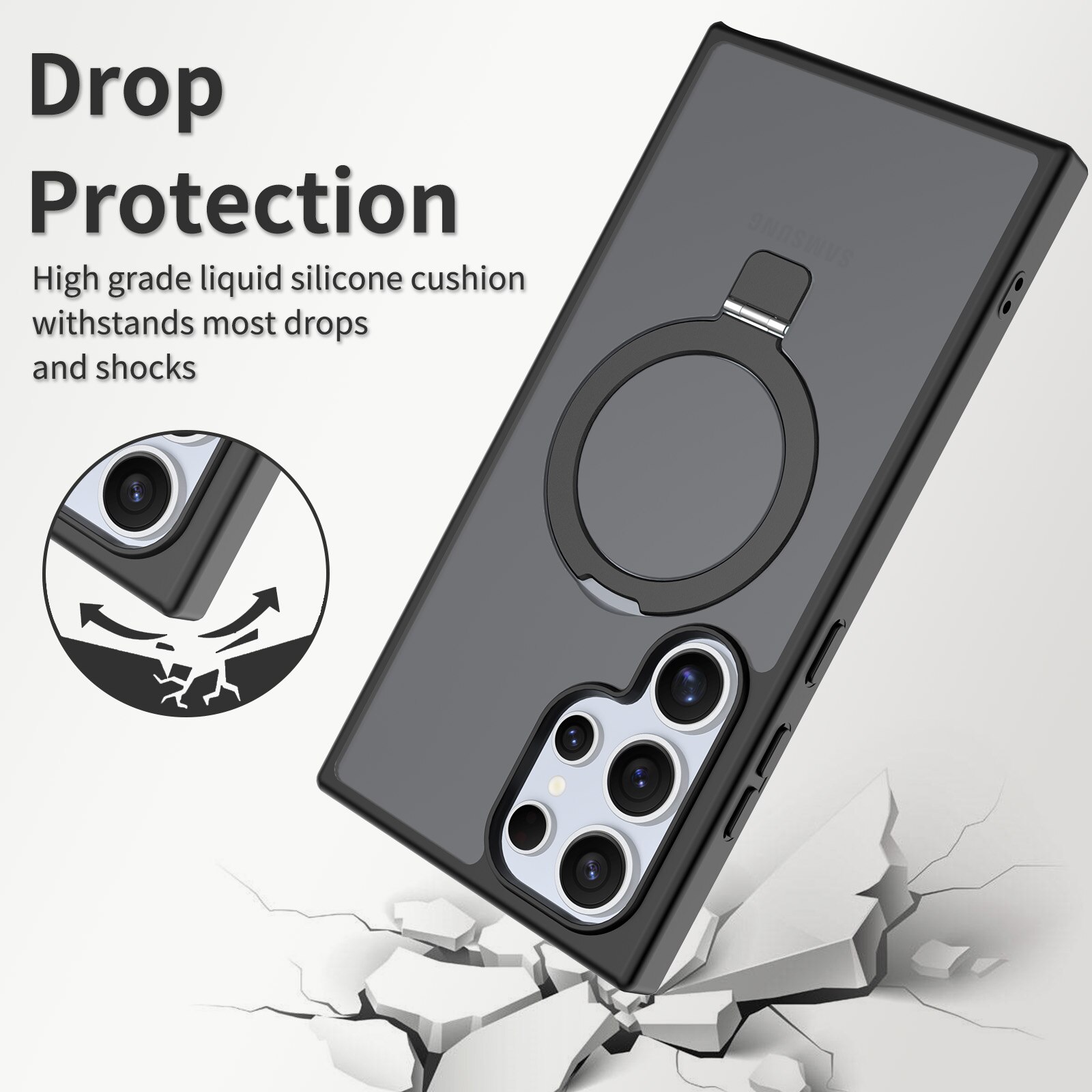 Samsung Galaxy S24 Ultra Hybrid-Hülle Magnetic Ring Schwarz