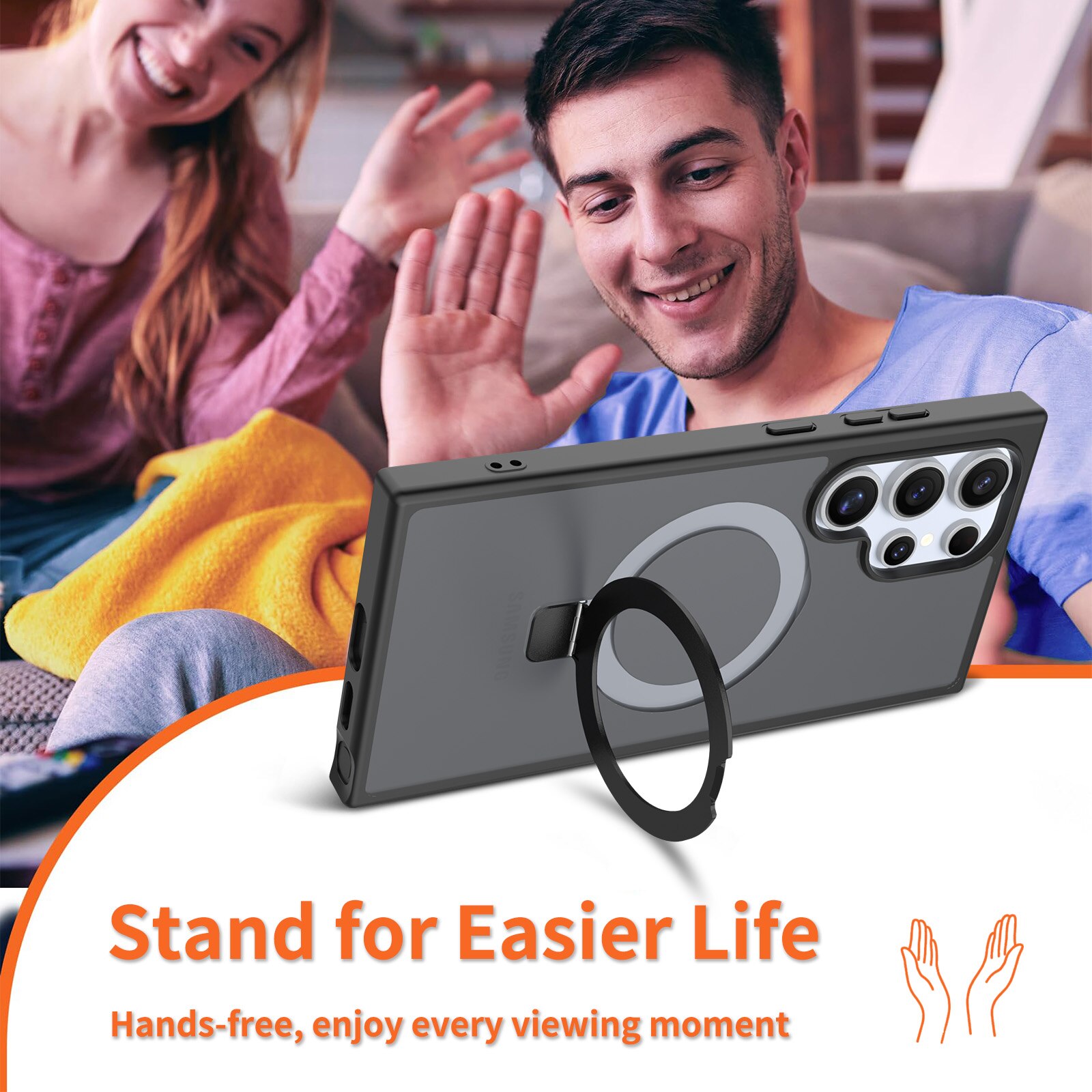 Samsung Galaxy S24 Ultra Hybrid-Hülle Magnetic Ring Schwarz