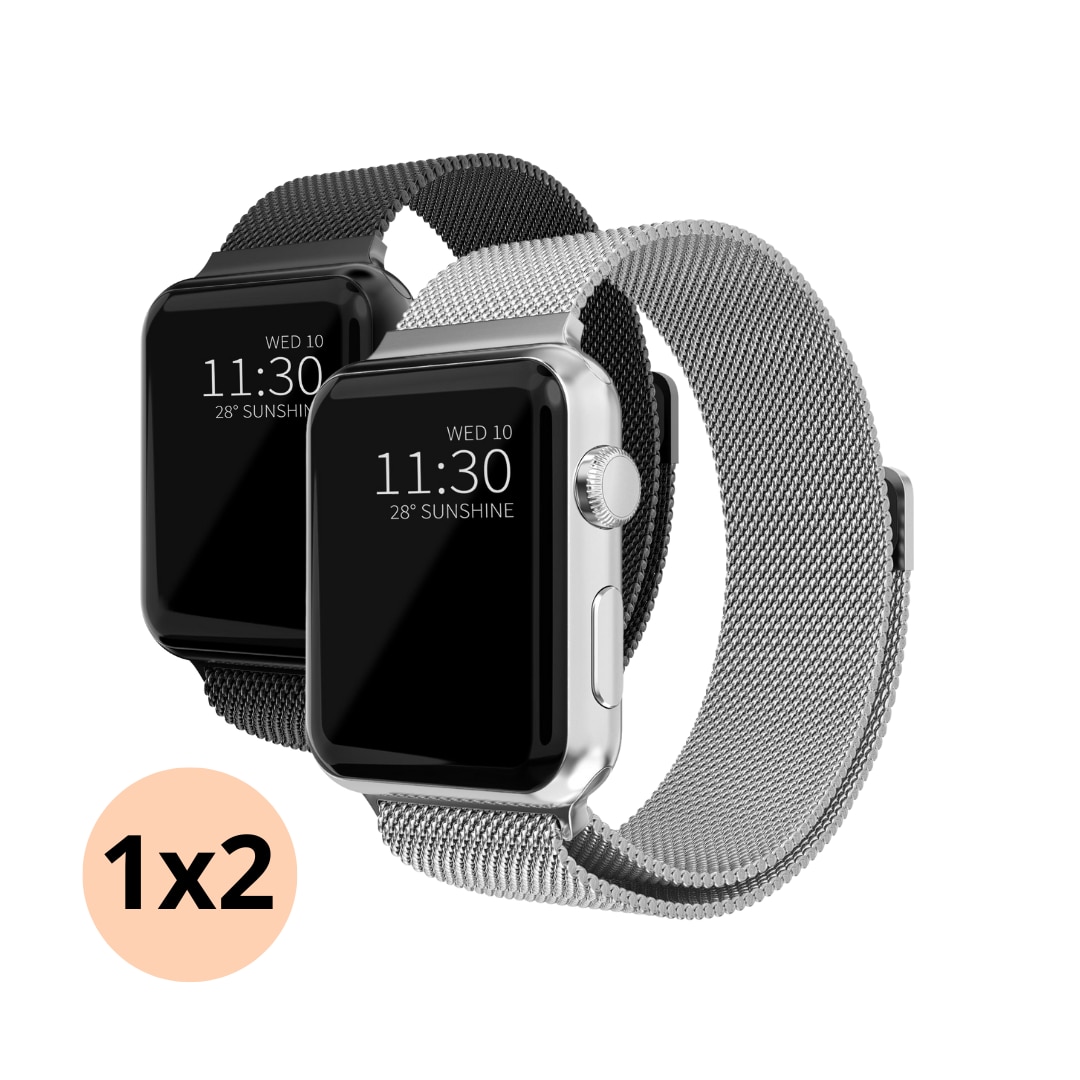 Apple Watch 45mm Series 7-Milanaise-Armband Kit, schwarz & silber