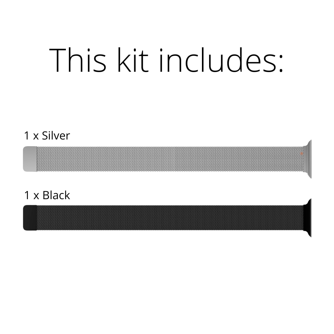 Apple Watch Ultra 2 49mm-Milanaise-Armband Kit, schwarz & silber