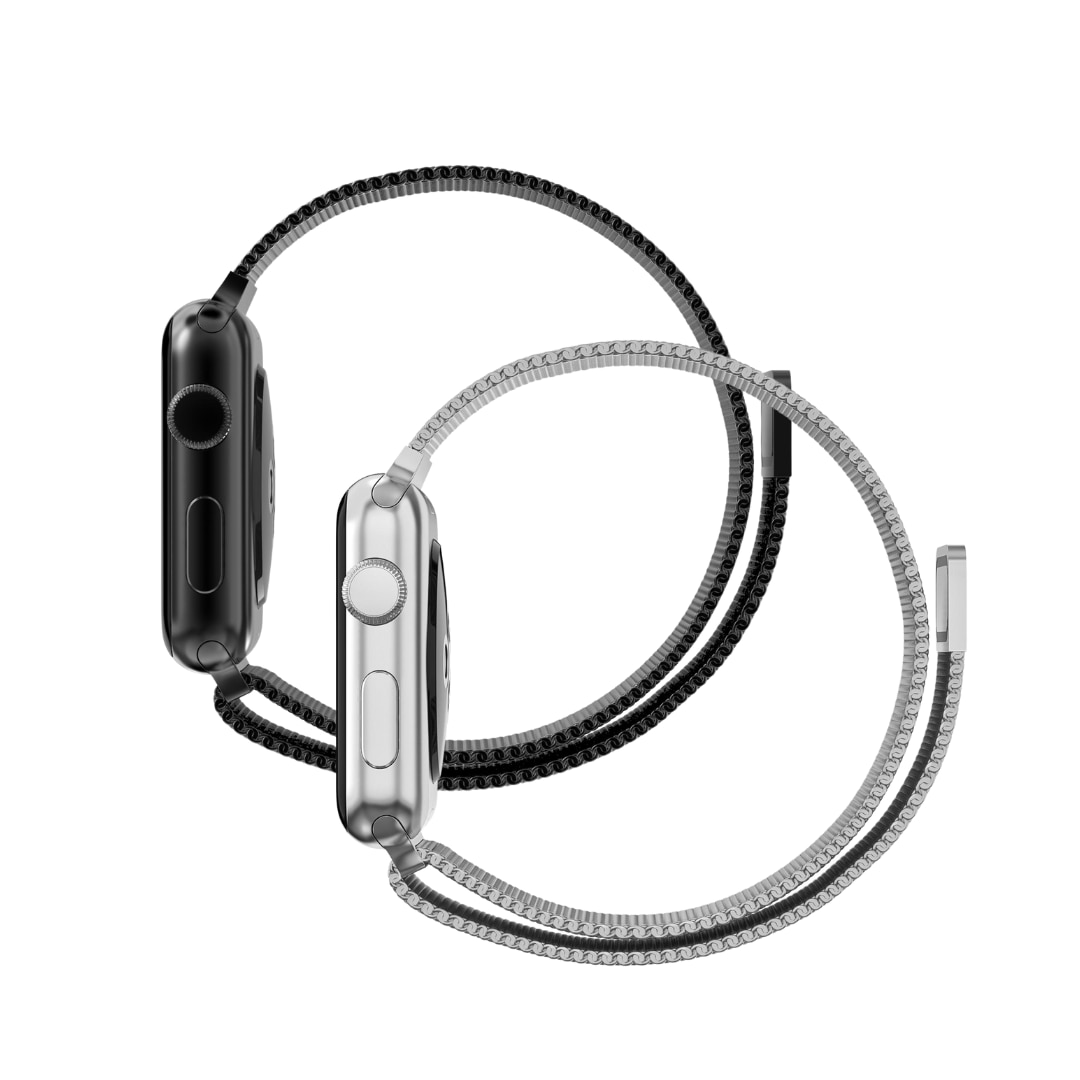Apple Watch Ultra 49mm-Milanaise-Armband Kit, schwarz & silber