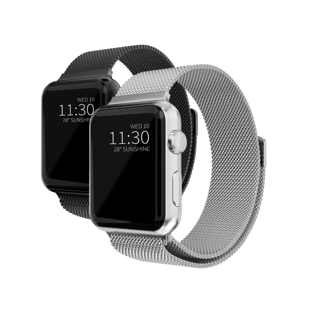 Apple Watch SE 40mm-Milanaise-Armband Kit, schwarz & silber