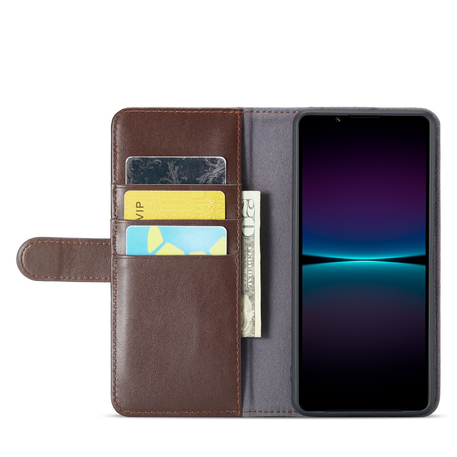 Sony Xperia 1 VI Echtlederhülle Braun