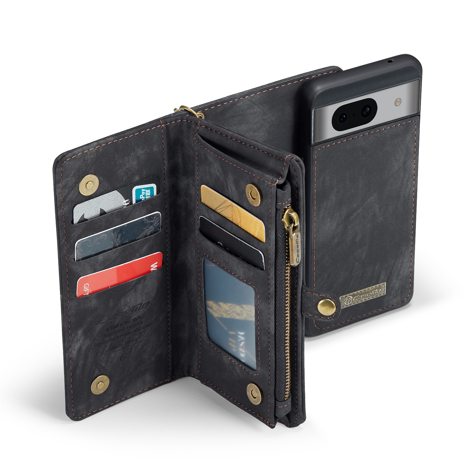 Multi-slot Portemonnaie-Hülle Google Pixel 8a Grau