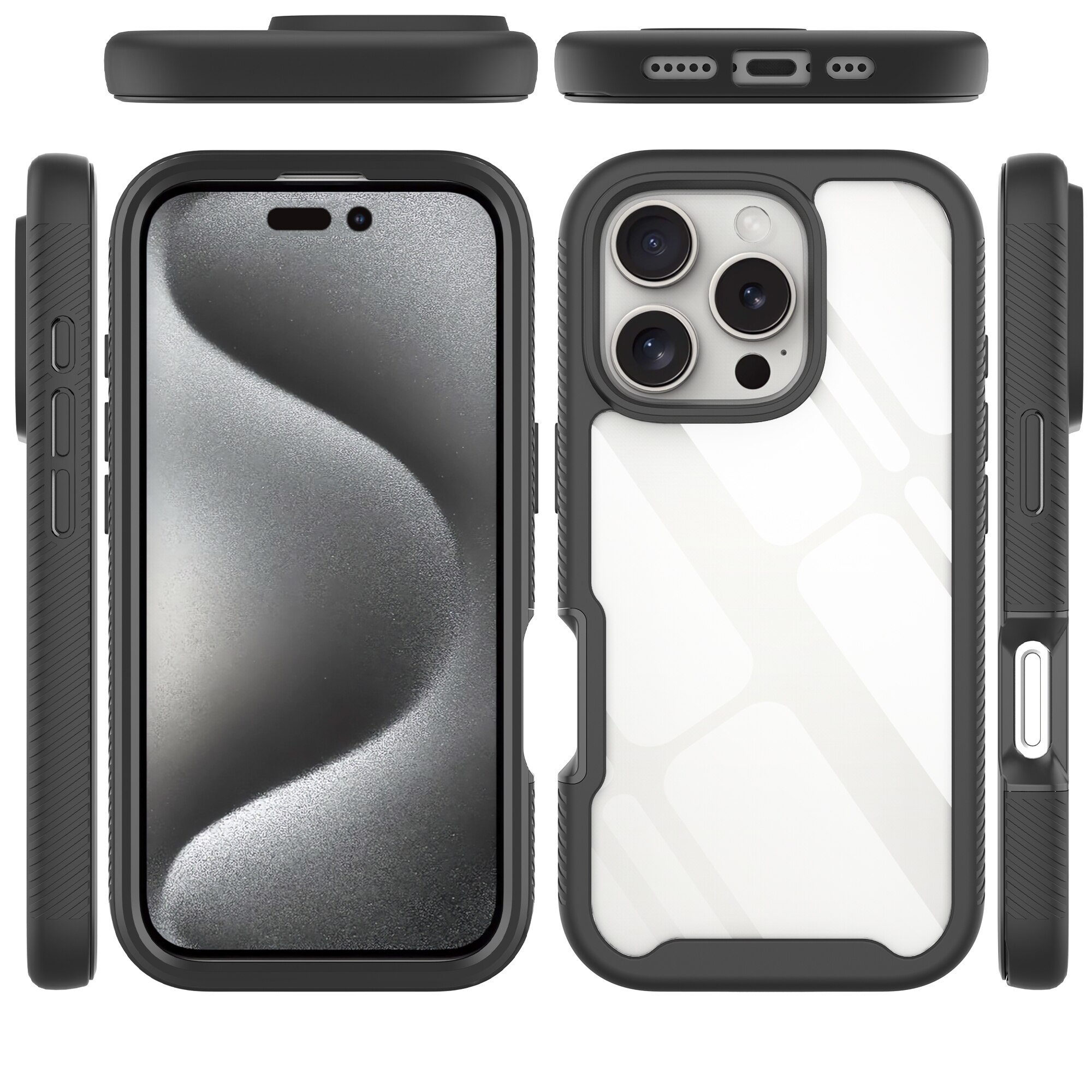 iPhone 16 Pro Full Protection Case Schwarz/Durchsichtig