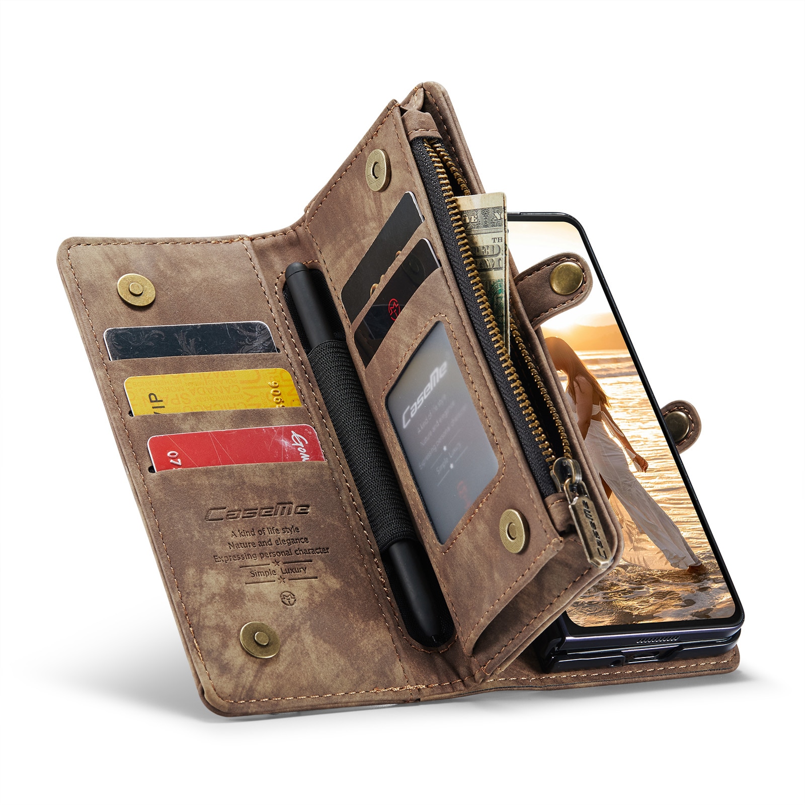 Multi-slot Portemonnaie-Hülle Samsung Galaxy Z Fold 6 Braun
