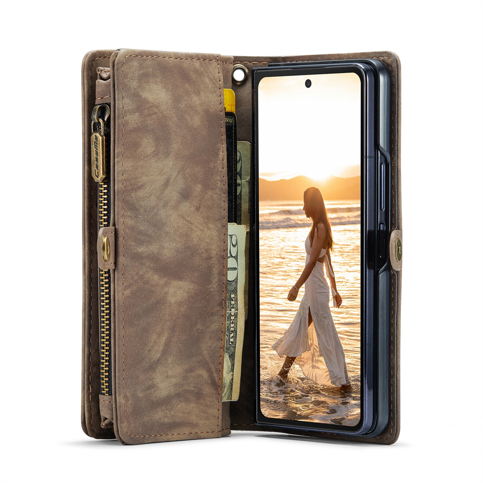 Multi-slot Portemonnaie-Hülle Samsung Galaxy Z Fold 6 Braun