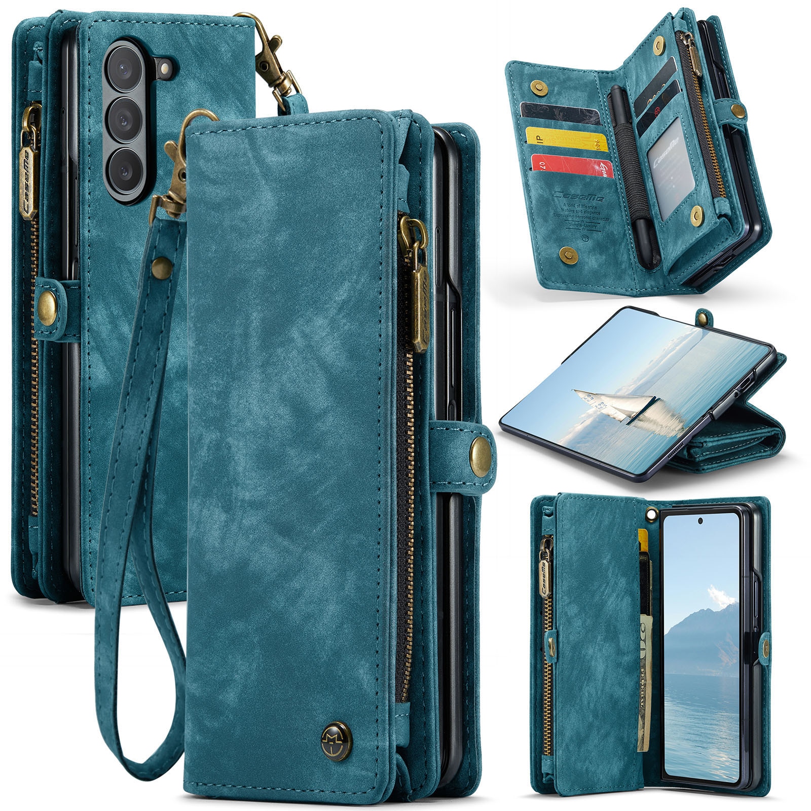Multi-slot Portemonnaie-Hülle Samsung Galaxy Z Fold 6 Blau