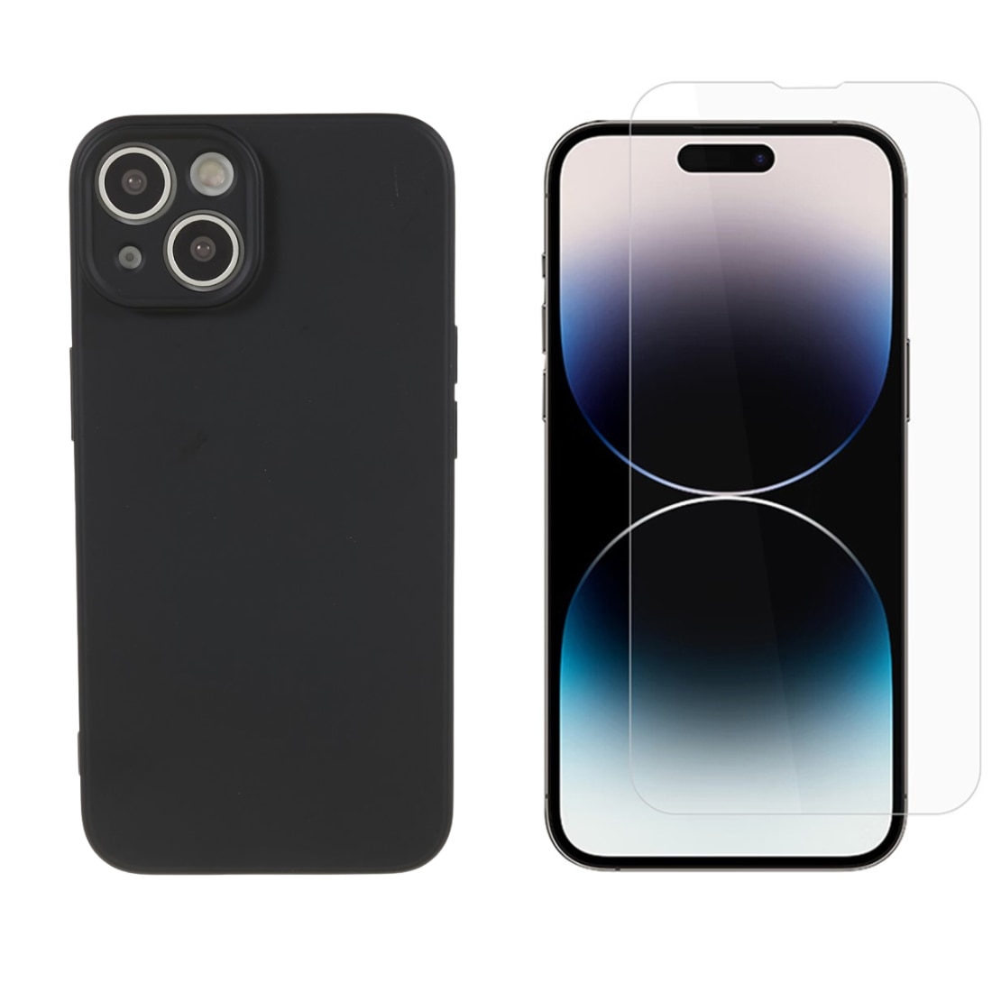 iPhone 15 Kit mit TPU-Hülle und Displayschutz-Panzerglas