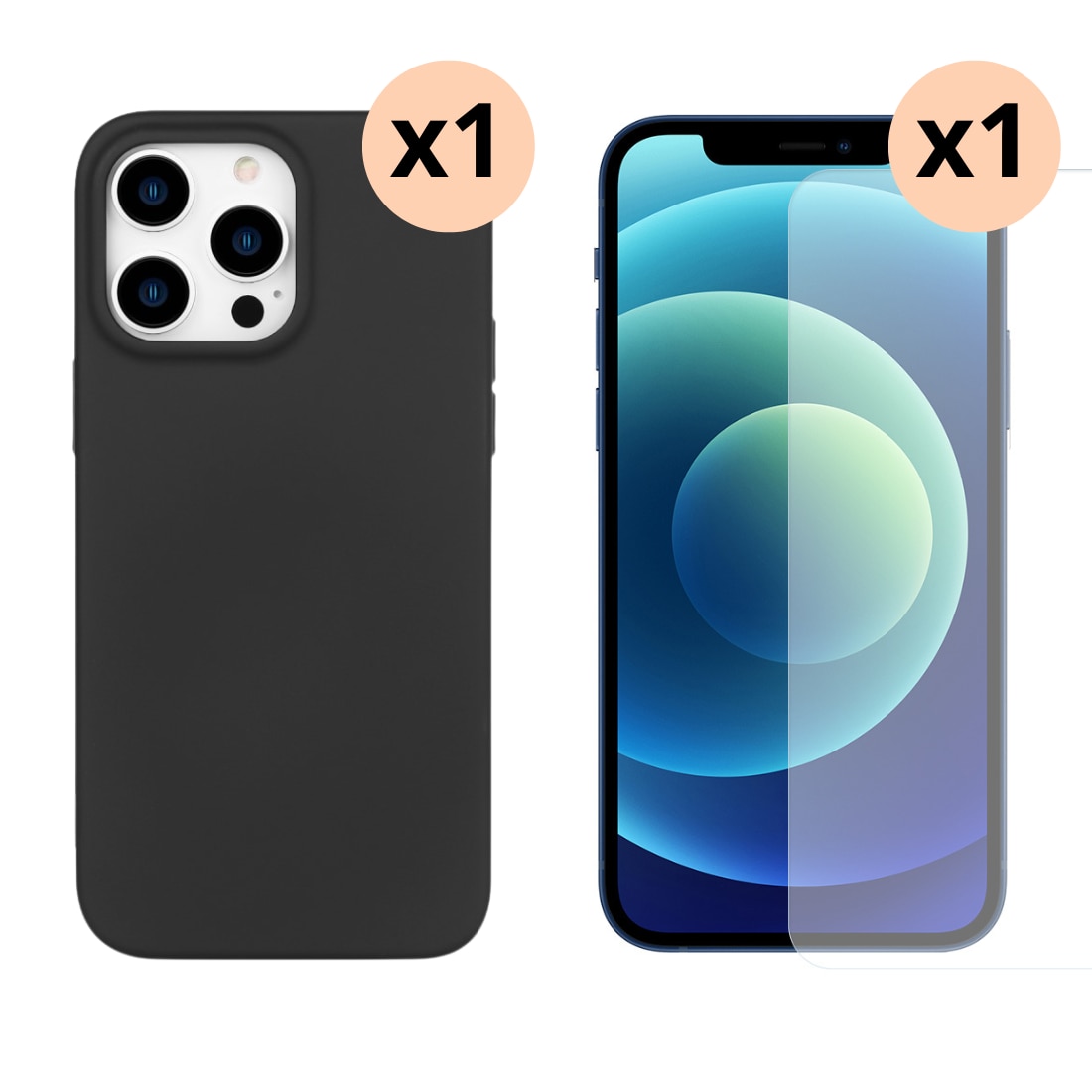 iPhone 14 Pro Kit mit TPU-Hülle und Displayschutz-Panzerglas