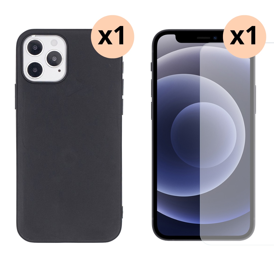 iPhone 12/12 Pro Kit mit TPU-Hülle und Displayschutz-Panzerglas