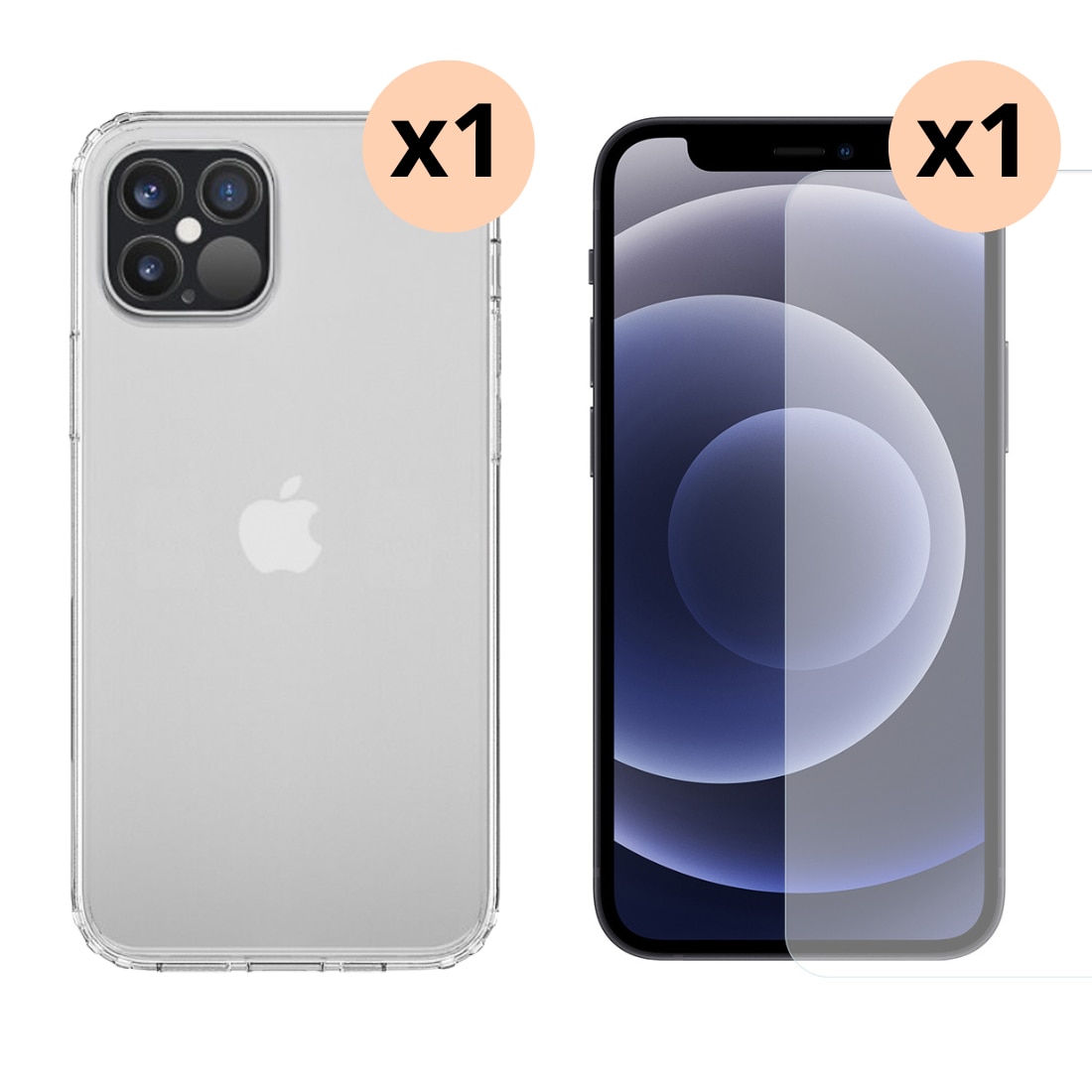 iPhone 12/12 Pro Kit mit Hülle und Displayschutz-Panzerglas