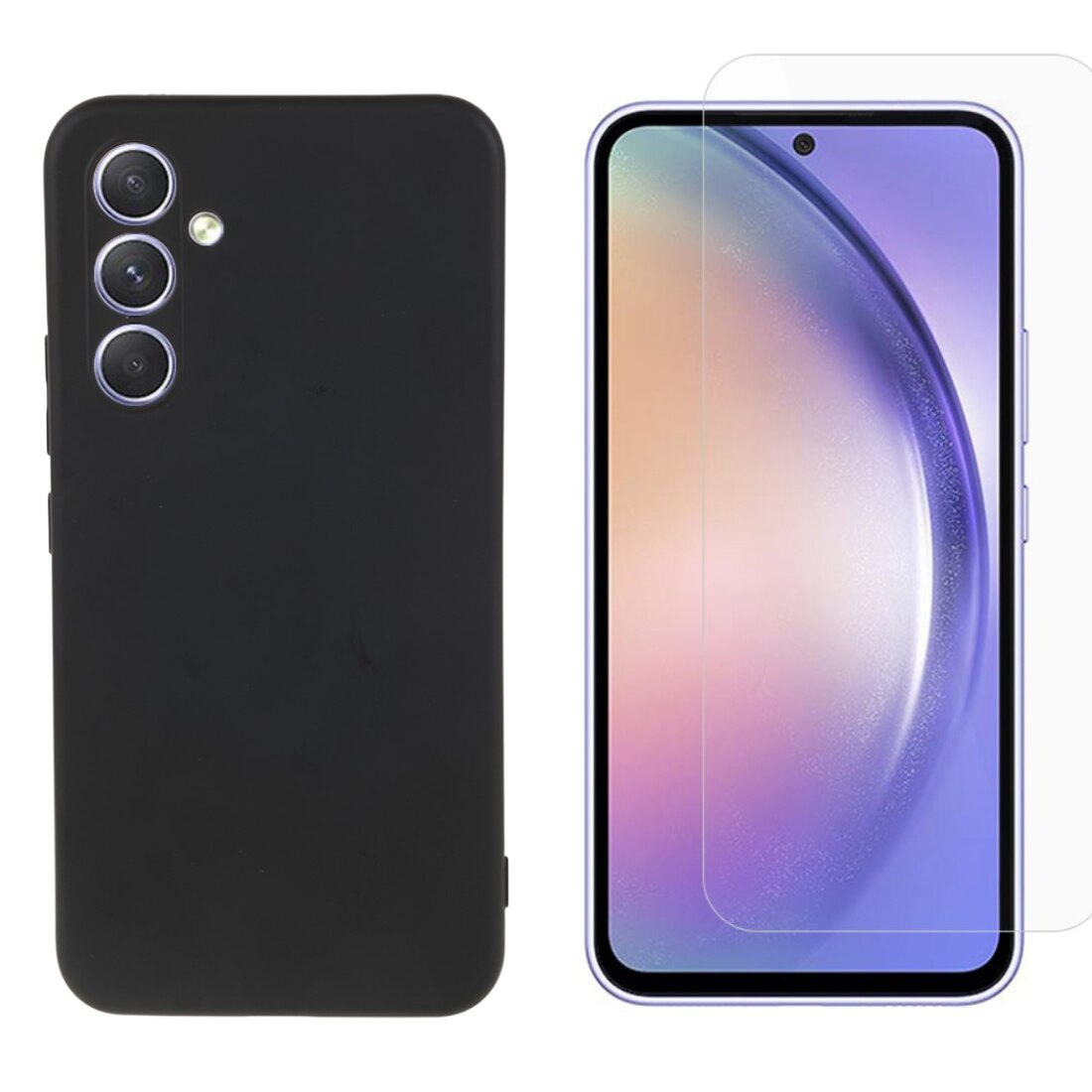 Samsung Galaxy A54 Kit mit TPU-Hülle und Displayschutz-Panzerglas