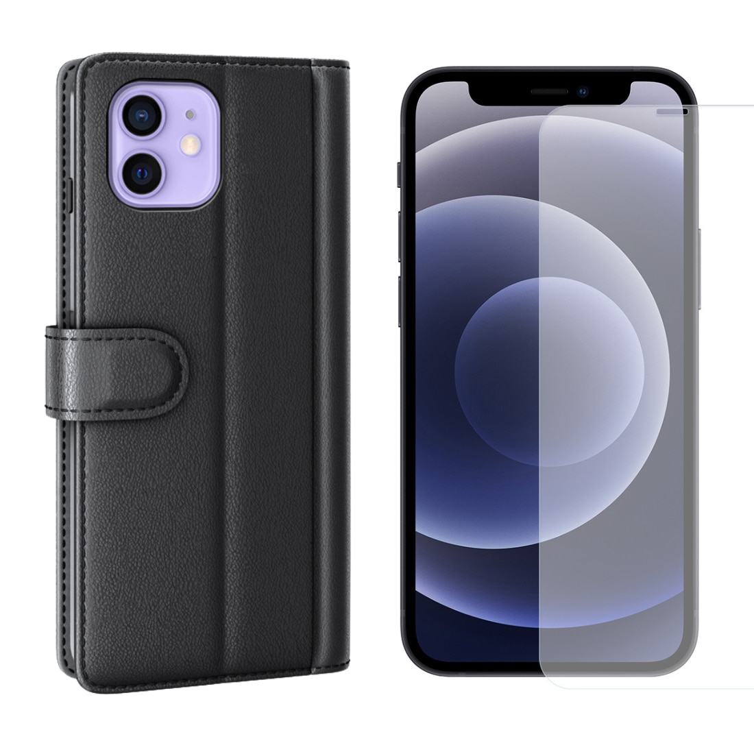iPhone 12/12 Pro Kit mit Handytasche und Displayschutz-Panzerglas