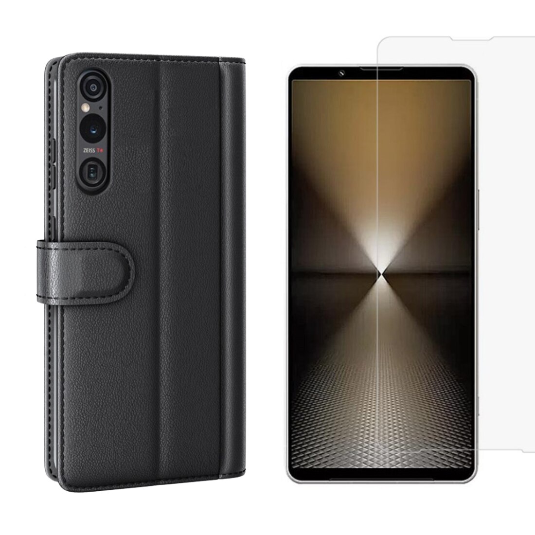 Sony Xperia 1 VI Kit mit Handytasche und Displayschutz-Panzerglas