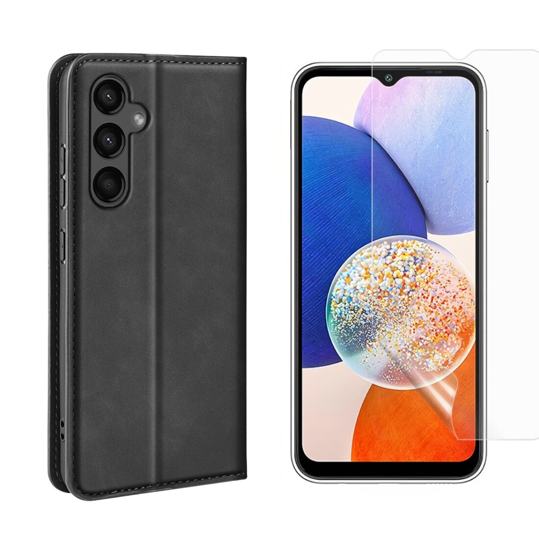 Samsung Galaxy A15 Kit mit Dünnes Handytasche und Displayschutz